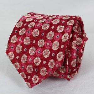 HUGO BOSS red floral 100% silk 3.5" x 58"